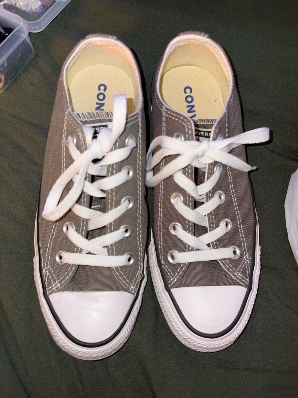 Converse Low-Top Canvas Sneakers in Gray with White Accents